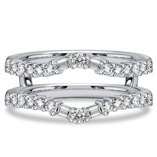 Sterling Silver Ring Enhancer with Baguette and Round Cut Stones (0.62 CT. TW.)