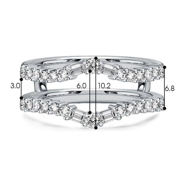 Sterling Silver Ring Enhancer with Baguette and Round Cut Stones (0.62 CT. TW.)