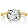 Cushion Cut Solitaire Engagement Ring - Half Bezel Setting in Sterling Silver
