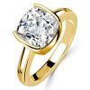 Cushion Cut Solitaire Engagement Ring - Half Bezel Setting in Sterling Silver