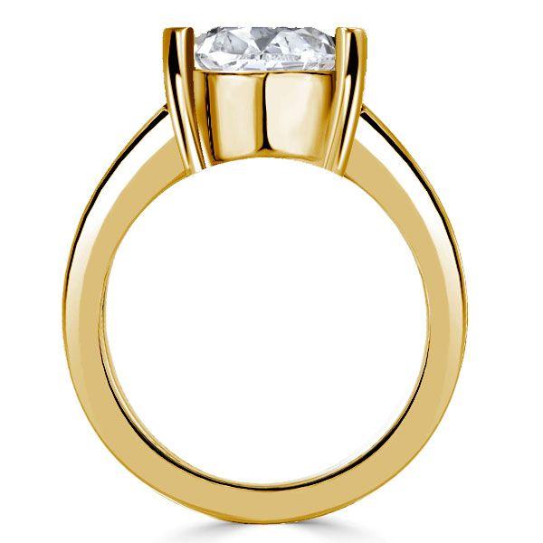 Cushion Cut Solitaire Engagement Ring - Half Bezel Setting in Sterling Silver