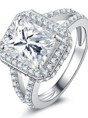 Sapphire & Sterling Silver Split Shank Wedding Ring - 3 Carat