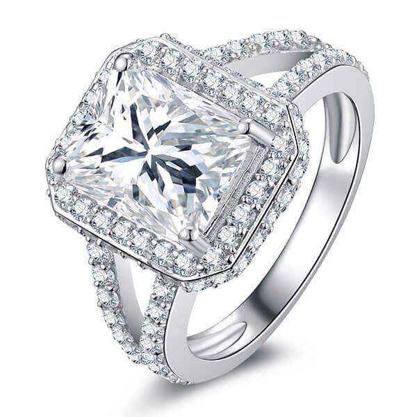 Sapphire & Sterling Silver Split Shank Wedding Ring - 3 Carat
