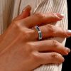 Vintage Style Baguette Cut Blue Sapphire Wedding Band in 925 Sterling Silver
