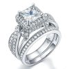 Halo Twist White Sapphire Bridal Set in Sterling Silver