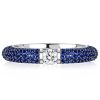 Micro Pave Blue Sapphire Eternity Band Ring - 925 Sterling Silver