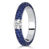 Micro Pave Blue Sapphire Eternity Band Ring - 925 Sterling Silver