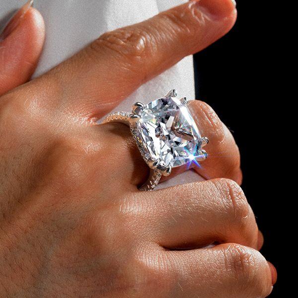 Cushion Cut Double Prong Solitaire Engagement Ring in Sterling Silver