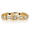 Vintage Two Tone Single Round Wedding Band for Women in Sterling Silver