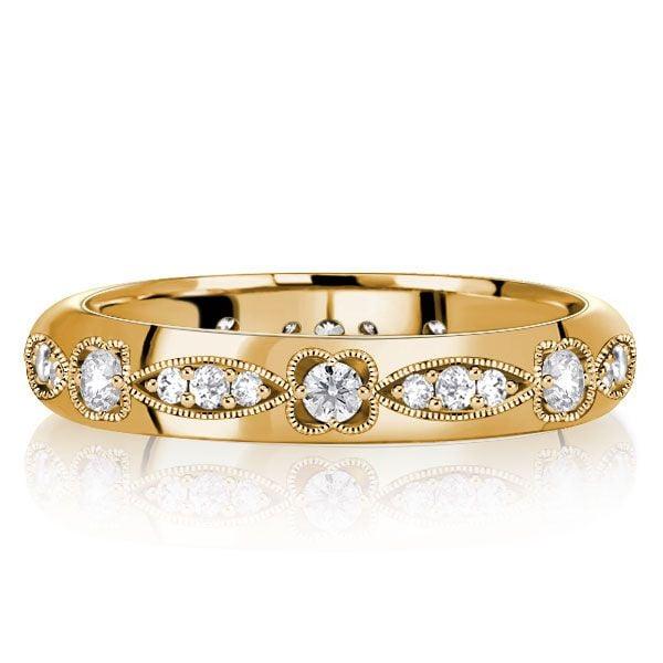 Vintage Two Tone Single Round Wedding Band for Women in Sterling Silver