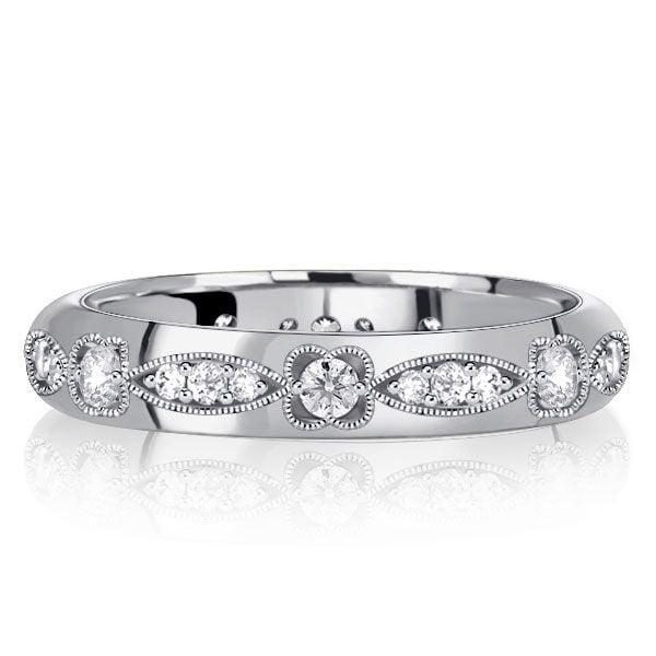 Vintage Two Tone Single Round Wedding Band for Women in Sterling Silver