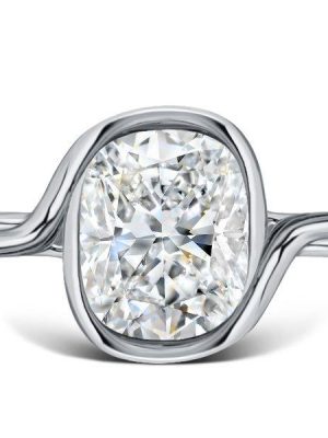 Cushion Cut Solitaire Engagement Ring - 4.0 CT TW - 925 Sterling Silver