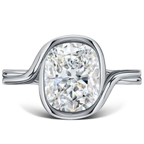 Cushion Cut Solitaire Engagement Ring - 4.0 CT TW - 925 Sterling Silver