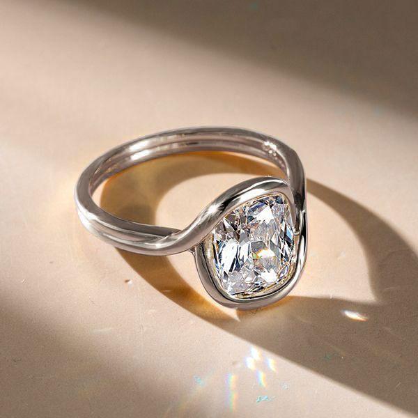 Cushion Cut Solitaire Engagement Ring - 4.0 CT TW - 925 Sterling Silver