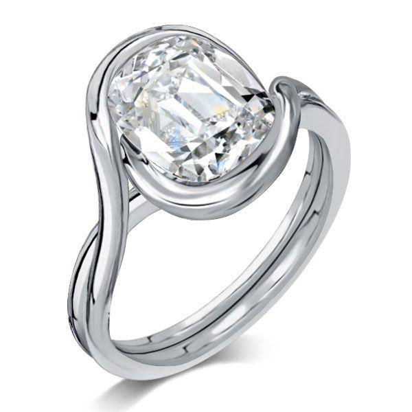 Cushion Cut Solitaire Engagement Ring - 4.0 CT TW - 925 Sterling Silver