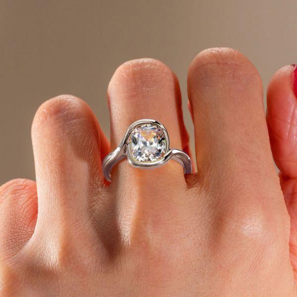 Cushion Cut Solitaire Engagement Ring - 4.0 CT TW - 925 Sterling Silver