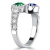 Pear Cut Emerald & Blue Sapphire Teardrop Ring in Sterling Silver