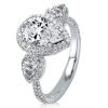 Pear Cut Three Stone Engagement Ring in Sterling Silver