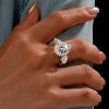 Pear Cut Three Stone Engagement Ring in Sterling Silver