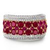 Ruby Wedding Band - Two-Tone Sterling Silver Multi-Row Promise Ring for Women