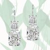 Sterling Silver Drop Earrings with Emerald and Cushion Cut Simulated Gems