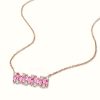 Rose Gold Pink Sapphire Baguette Bar Necklace for Women - Sterling Silver