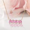 Rose Gold Pink Sapphire Baguette Bar Necklace for Women - Sterling Silver
