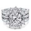 Sunflower Design Round Cut Guard Bridal Jewelry Set in 925 Sterling Silver
