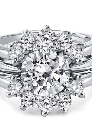 Sunflower Design Round Cut Guard Bridal Jewelry Set in 925 Sterling Silver