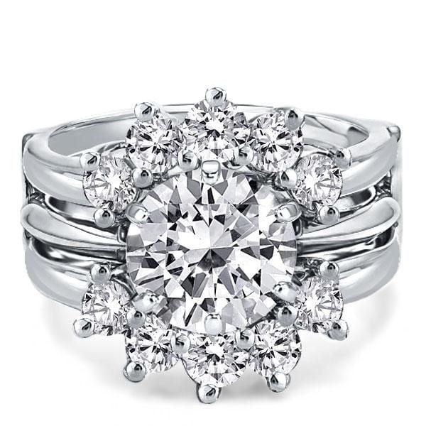 Sunflower Design Round Cut Guard Bridal Jewelry Set in 925 Sterling Silver