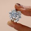 Sunflower Design Round Cut Guard Bridal Jewelry Set in 925 Sterling Silver