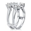 Sunflower Design Round Cut Guard Bridal Jewelry Set in 925 Sterling Silver
