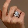 Sunflower Design Round Cut Guard Bridal Jewelry Set in 925 Sterling Silver