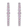 Round Cut Pink Sapphire Sterling Silver Hoop Earrings | Rhodium Plated