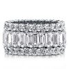 Triple Row Created White Sapphire Wedding Band in Sterling Silver