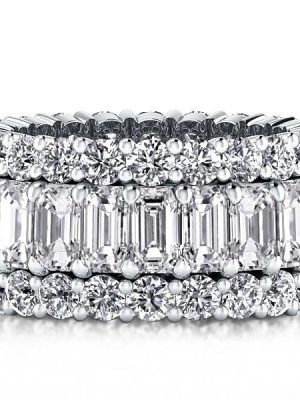 Triple Row Created White Sapphire Wedding Band in Sterling Silver