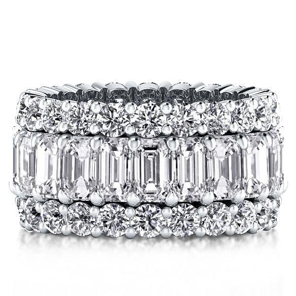 Triple Row Created White Sapphire Wedding Band in Sterling Silver