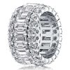 Triple Row Created White Sapphire Wedding Band in Sterling Silver