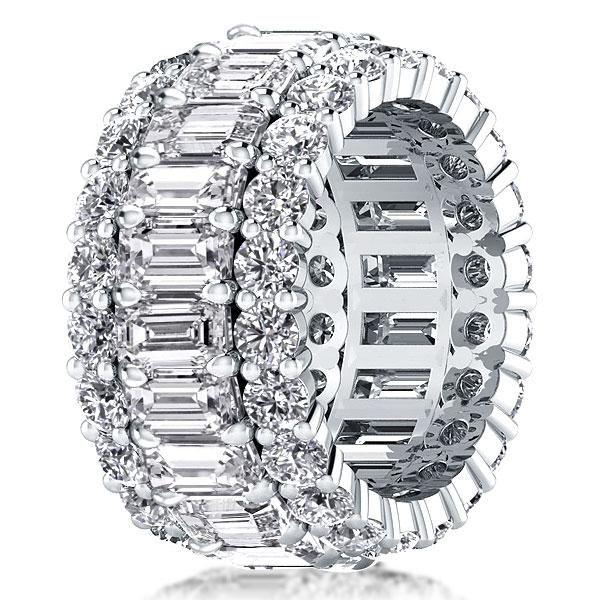 Triple Row Created White Sapphire Wedding Band in Sterling Silver