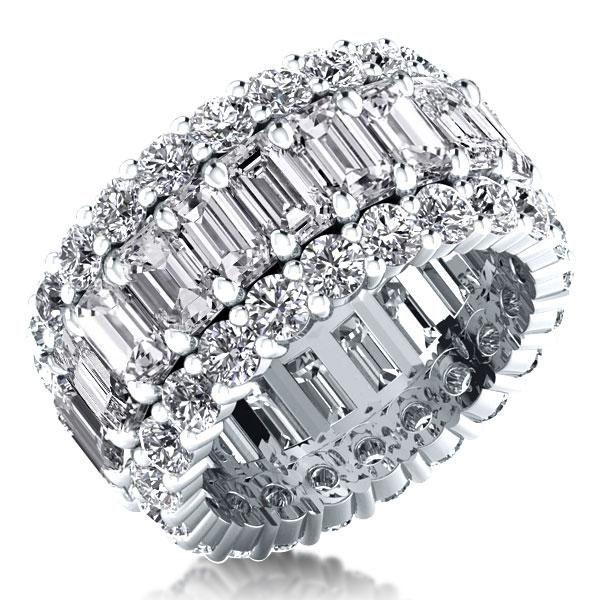 Triple Row Created White Sapphire Wedding Band in Sterling Silver
