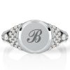Personalized Initial Signet Ring for Women - Pave Setting, 18K Gold Plated Sterling Silver
