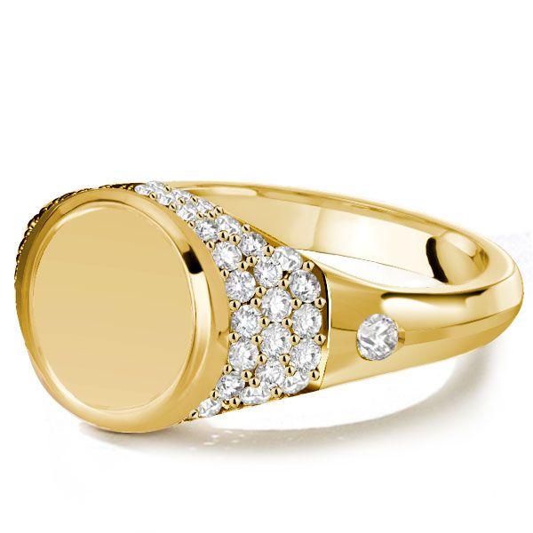 Personalized Initial Signet Ring for Women - Pave Setting, 18K Gold Plated Sterling Silver