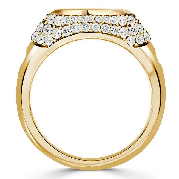 Personalized Initial Signet Ring for Women - Pave Setting, 18K Gold Plated Sterling Silver