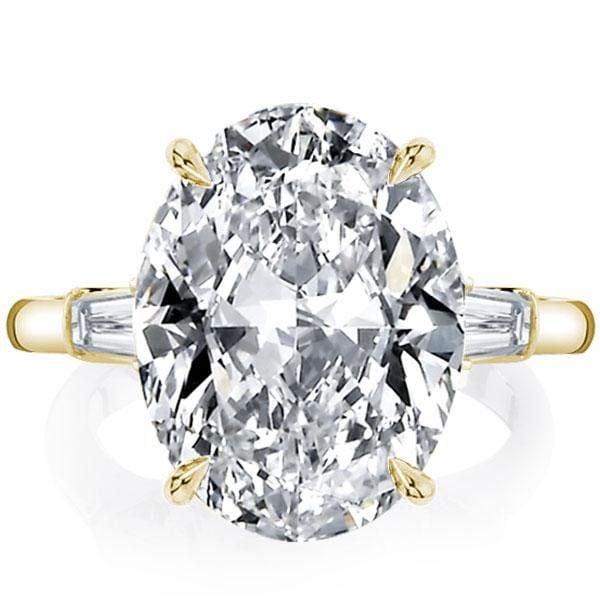 Oval Three Stone Engagement Ring in 18K Gold Plated Sterling Silver