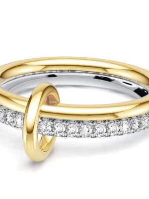 Two-Tone 2-Stack Round Cut Engagement Ring in Sterling Silver (0.63 CT. TW.)