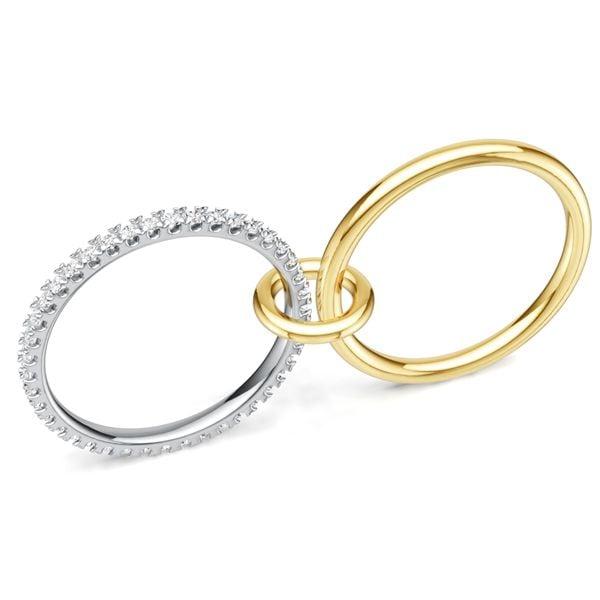 Two-Tone 2-Stack Round Cut Engagement Ring in Sterling Silver (0.63 CT. TW.)