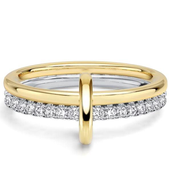 Two-Tone 2-Stack Round Cut Engagement Ring in Sterling Silver (0.63 CT. TW.)