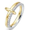 Two-Tone 2-Stack Round Cut Engagement Ring in Sterling Silver (0.63 CT. TW.)