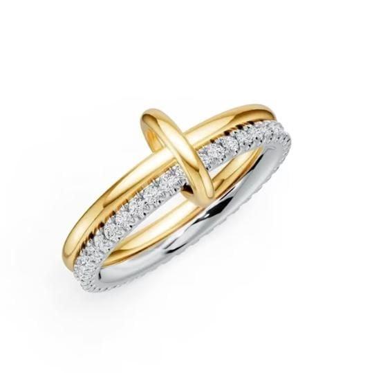 Two-Tone 2-Stack Round Cut Engagement Ring in Sterling Silver (0.63 CT. TW.)