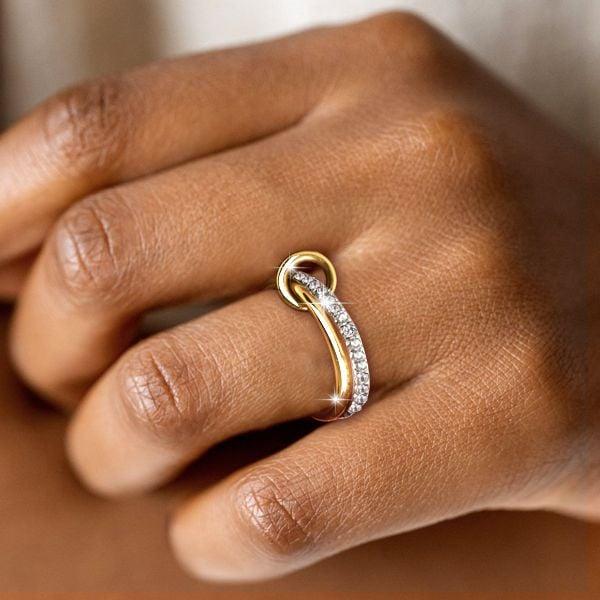Two-Tone 2-Stack Round Cut Engagement Ring in Sterling Silver (0.63 CT. TW.)